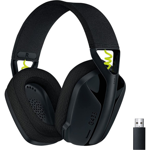 Auriculares gamer inalámbricos Logitech G G Series G435 negro y amarillo fluorescente