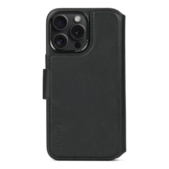 Funda Cuero Wallet Magsafe iPhone 15 Pro Max Decoded Negro