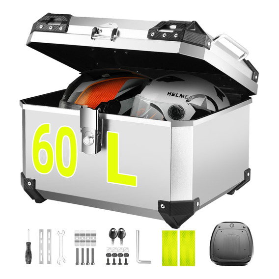 60l Caja Para Moto Trasera Impermeable Para 2 Casco Con Lock