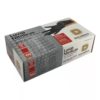 Luvas Descartáveis Antiderrapantes Descarpack Luva Nitrilica Cor Preto Tamanho  G De Nitrilo Em Kit De 20 X 100 Unidades 