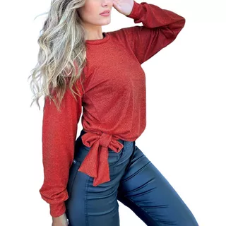 Sweaters De Lanilla Lazo De Mujer  Liviano Abrigo Moda Dama