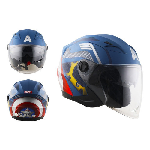 Casco Moto Edge Marvel Capitan America 3/4 Certificado Dot Color Rojo/blanco/azul Tamaño Del Casco M(57-58cm