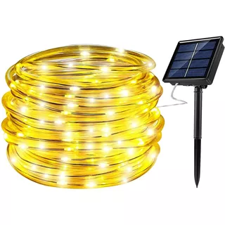 Luz Led Solar Navideña, Manguera X 12 Metros Y 100 Leds Ip65