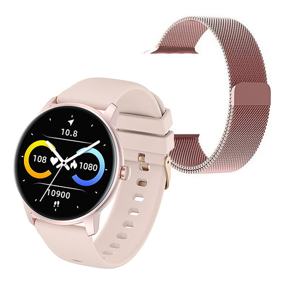 Smartwatch Sumergible Rosa Nictom Nt16 + Malla Metálica 