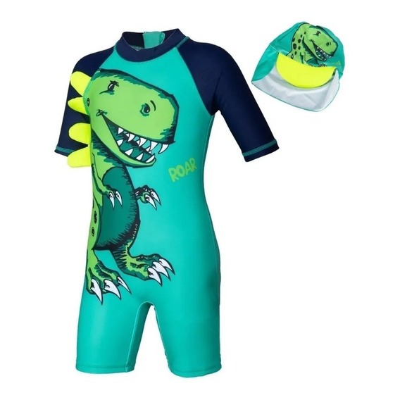 Traje De Baño Niños Patrón De Dinosaurio Proteccion Solar 