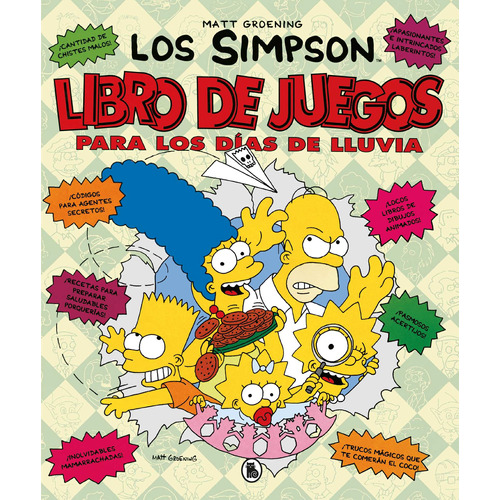 Libro de juegos para los días de lluvia, de Groening, Matt. Serie Los Simpson. Actividades Editorial Bruguera, tapa dura en español, 2020