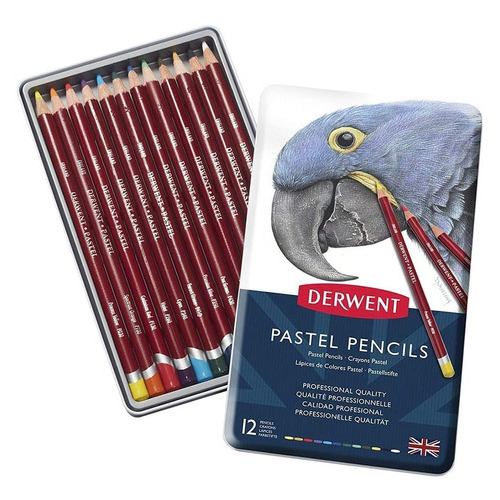 Caja De Metal Colores Lápices Madera Pastel Derwent 12 Pz 