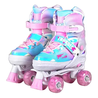 Patines 4 Ruedas Rollers Unicornio Nena Niña Luces Bipokids