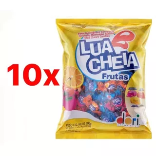 10x Bala Lua Cheia Frutas Recheada Sem Glúten 600g - Atacado