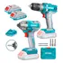 Kit Inalámbrico Total 20v: Atornillador De Impacto 1/4'' Motor Sin Carbones 170NM + Atornillador 10mm 45NM - Con 2 Baterías 2.0Ah Litio-Ion, Cargador, Maletín, Dados Y Puntas - TOSLI230708