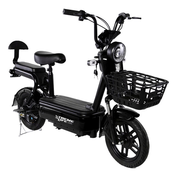 Bicicleta Xtreme Life SKYMTRBIKE Con Canastilla Moto Electrica 50 Km 350w 0-33km/h Color Negro