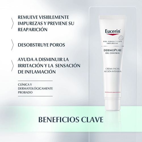 Crema Facial Eucerin Dermopure Oil Control Noche 40ml Eucerin para piel grasa de 40mL/43g 15+ años