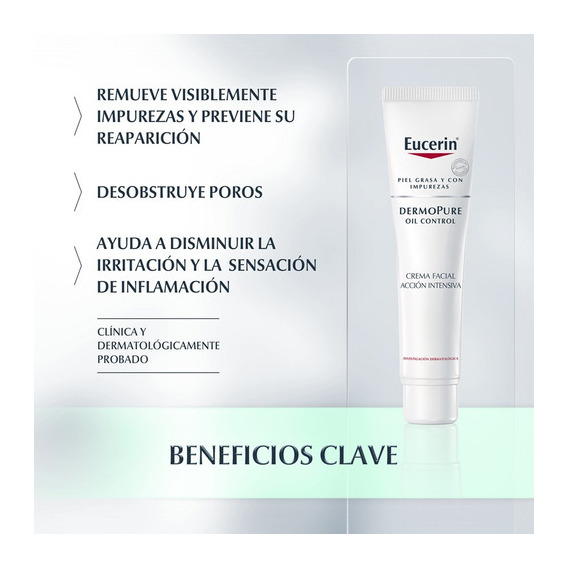 Crema Facial Eucerin Dermopure Oil Control Noche 40ml Eucerin para piel grasa de 40mL/43g 15+ años