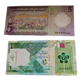 2 Billetes Unc Qatar Arabia Saudita