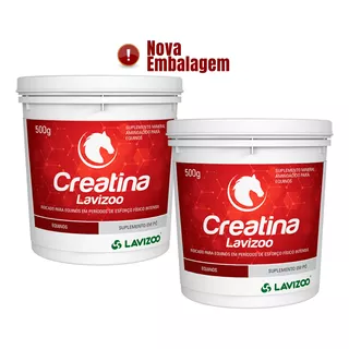 02 Creatina Lavizoo 500g Volume Muscular Energia P/ Equinos