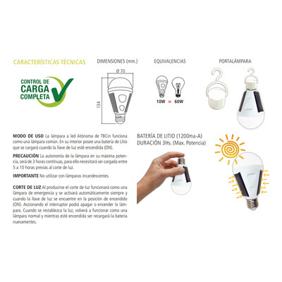 Lampara Led Solar 10w Recarga Solar Luz Potente 