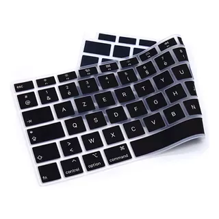 Película Teclado Macbook New Air 13 Touch Id A2337 Chip M1 Cor Preto Com Letras Brancas - Padrão Us Americano