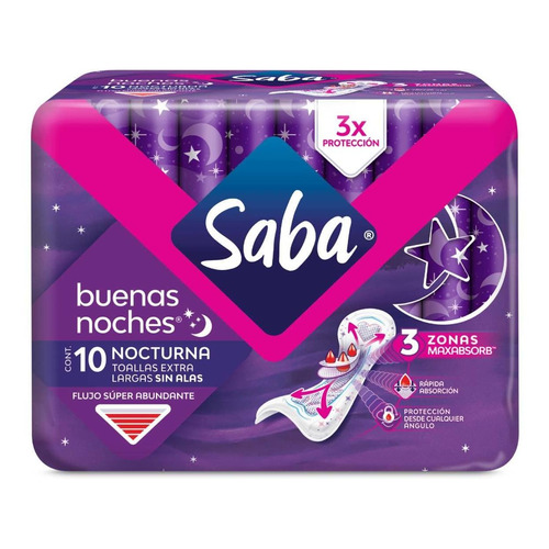 Toallas Femeninas Saba Buenas Noches Sin Alas 10 Toallas