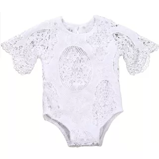 Pañalero Mameluco De Bebe Niña Enterizo Body Blanco Encaje