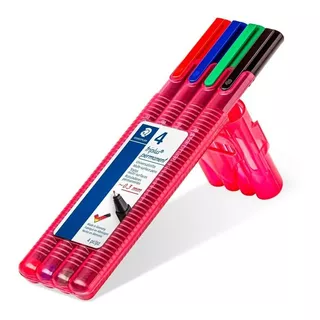 Estojo C/4 Canetas Staedtler Triplus Permanente 0.3mm Cores Cor Não Se Aplica Cor Da Tinta Colorida Cor Do Exterior Colorida