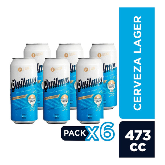 Pack 6 Cerveza Quilmes Lata De 473cc