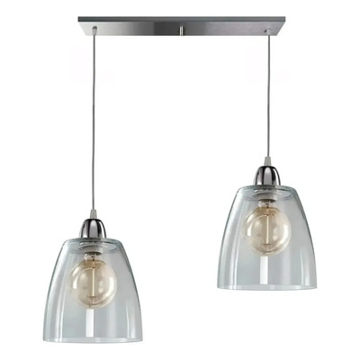 Colgante 2  Luces Vidrio Transparente Deco Vintage Apto Led Transparente