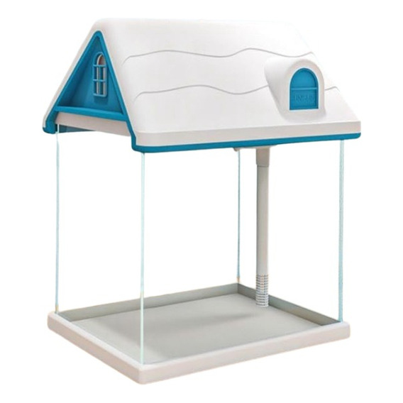 Pecera Para Niño Forma De Casa Mini Acuario Equipado 12 Lts Color Azul