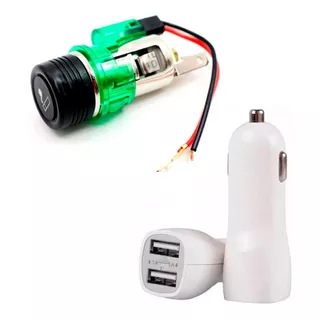 Kit Carregador Celular Automotivo 12v 2 Usb Carrega Verde