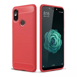 Funda Tpu Flex Para Xiaomi Mi 8 M1803e1a Fibra De Carbon Color Rojo