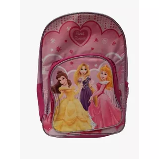 Mochila Escolar De Princesas 40 Cm. Disney Mundo Magico Color Rosa