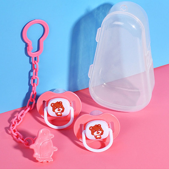 Pack 4 Set De Chupete Bebé Soother,caja,clip Porta Sujetador