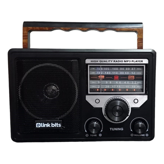Bocina Retro Con Radio Am/fm Con Bluetooth Link Bits, Rd-213 Color Negro