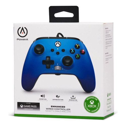 Joystick Xbox Powera Cableado Azul