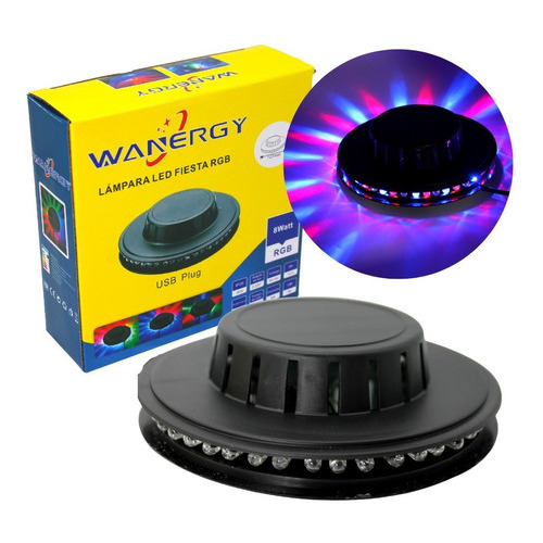 Super Lampara De Sobreponer Led Fiesta Rgb Multicolor 8w Color Negro