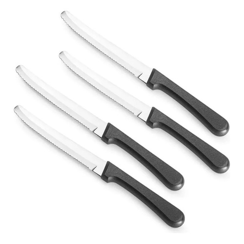 Cuchillos De Sierra Para Carne Tramontina Hoja De Acero 12pz Color Acero/Negro