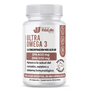 Ultra Omega 3 Vidalabs 400 Mg Epa Y 300 Mg Dha 30 Cápsulas 
