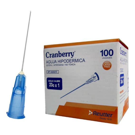 Aguja HiPodérmica 23g X 1 Cranberry Caja 100 Unidades