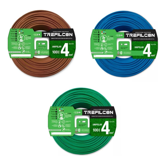Cable 4mm Unipolar Trefilcon Pack 3 Rollos X 50mts C/u
