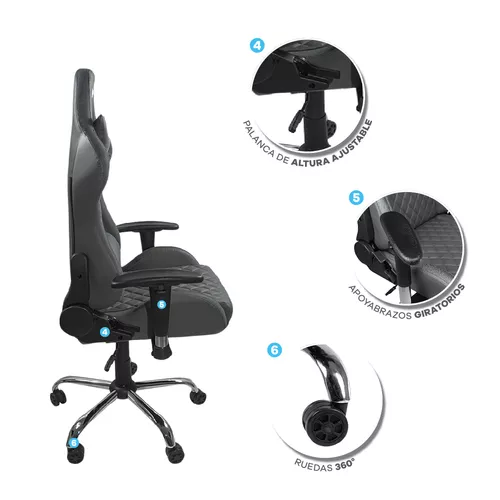 Silla de escritorio The Game House Nova D-328 gamer ergonómica negra con  tapizado de cuero