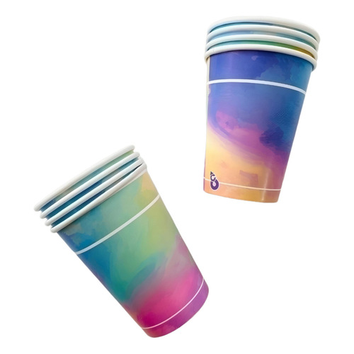 Vaso De Polipapel Multicolor Pastel 240cc X8u - Cotillón Waf