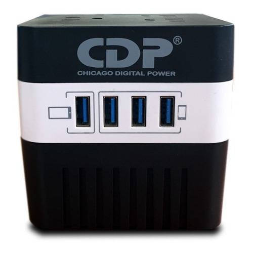 Regulador De Voltaje Con Supresión De Picos Cdp Ru-avr604 Color Negro