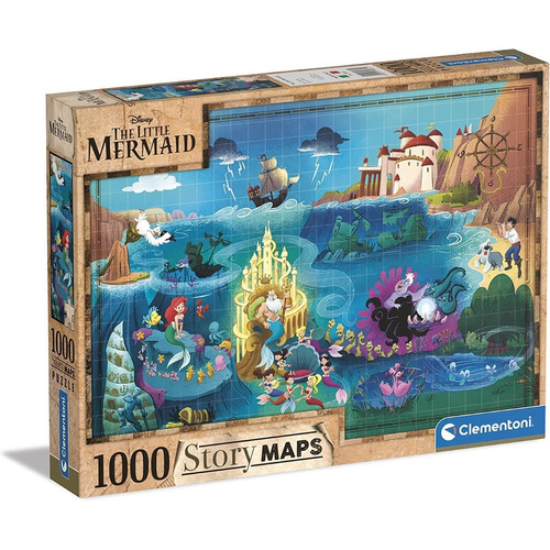 Rompecabezas Mapa Sirenita Disney 1000 Pz Clementoni Ariel