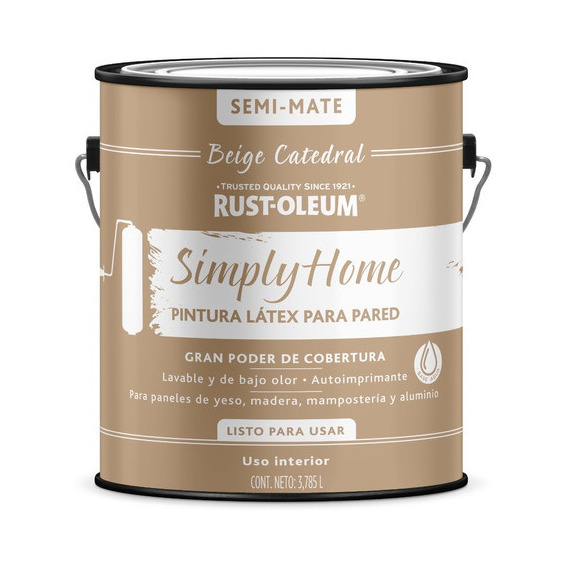 Pintura Látex Para Pared Simply Home 3,785 L Rust Oleum Color Beige Catedral Semi Mate