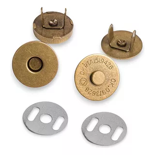 100 Botões  Magnéticos Ouro Velho  Fexo Para Bolsas 18mm 