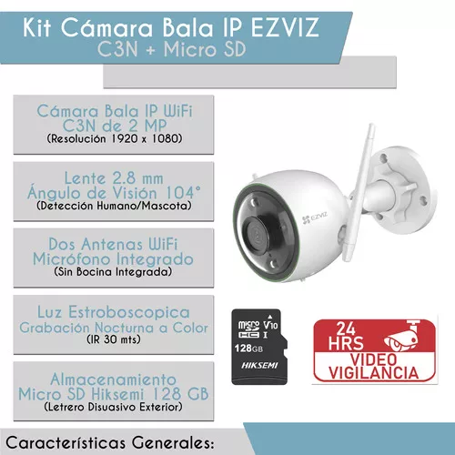 Camara De Seguridad Ezviz IP Wifi Full Hd 2MP 1080p C3N Exterior Vision  Nocturna A Color