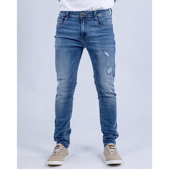 Jeans  Skinny Para Hombre Ufo Milo Azul Claro Oferta