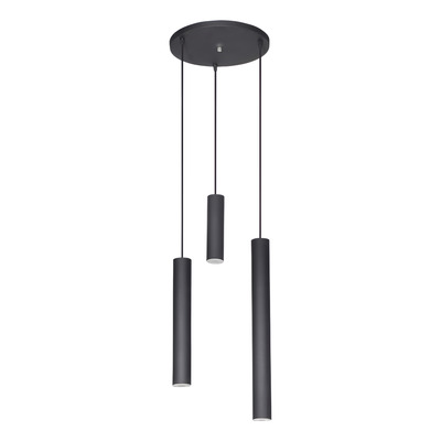 Lampara Colgante 3 Luces Cilindros Combinado Negro Apto Led