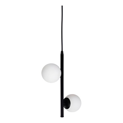 Colgante 2 Luces Elyn Diseño Negro Globo Opal Apto Led Deco