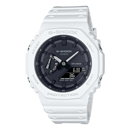 Reloj Casio G Shock Ga-2100-7a Original Para Hombre Color de la correa Blanco Color del bisel Blanco Color del fondo Negro