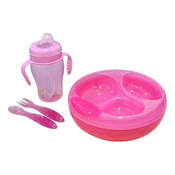 Set Combo Bebe Plato Térmico Antideslizante Cubierto Vaso 